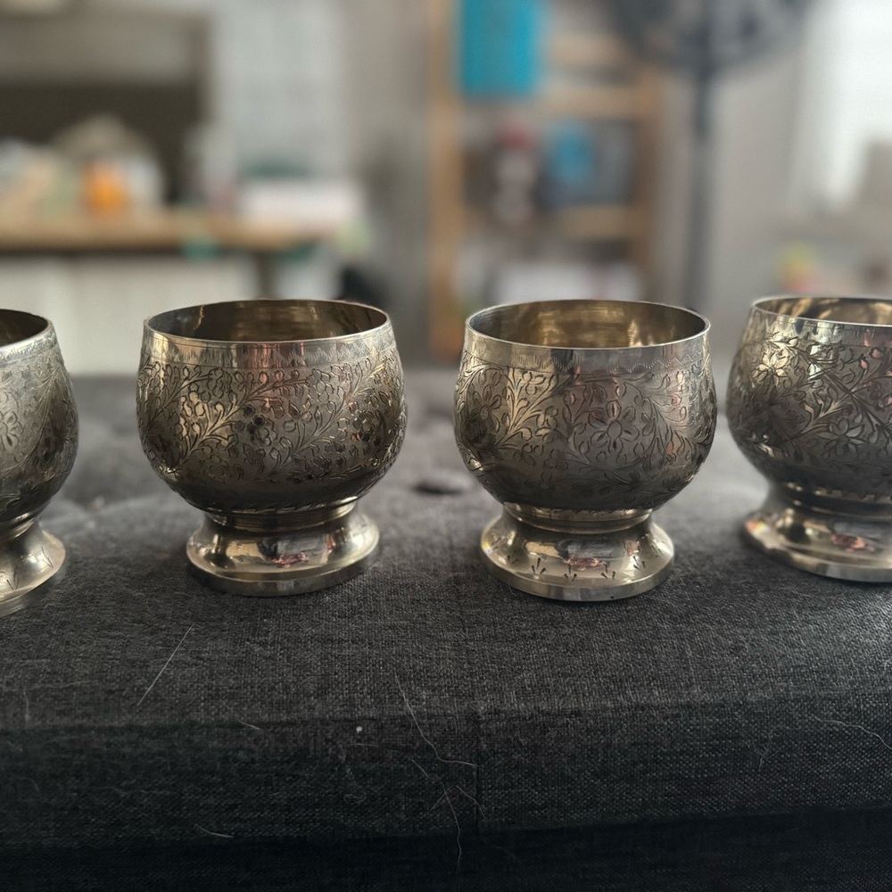 4 Vintage Silver goblet style cups